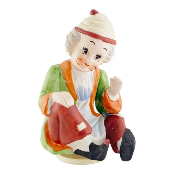 Vintage Porcelain Bisque Musical Clown Figurine - Plays Send In The Clowns​ - Picture 3 of 7